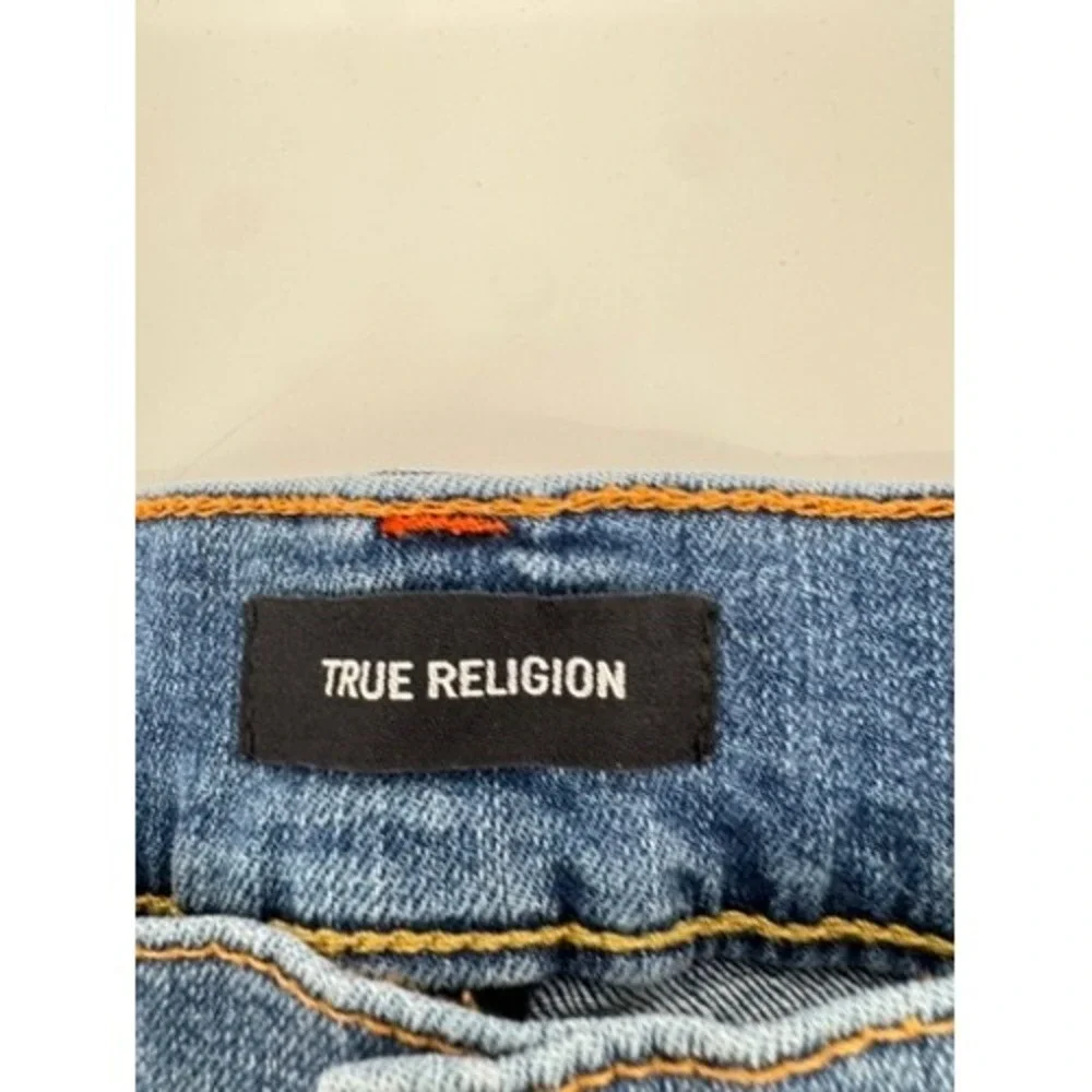True Religion Denim Shorts Mens 32 Blue Frayed Hem‎ Horseshoe Flap Pocket Y2K